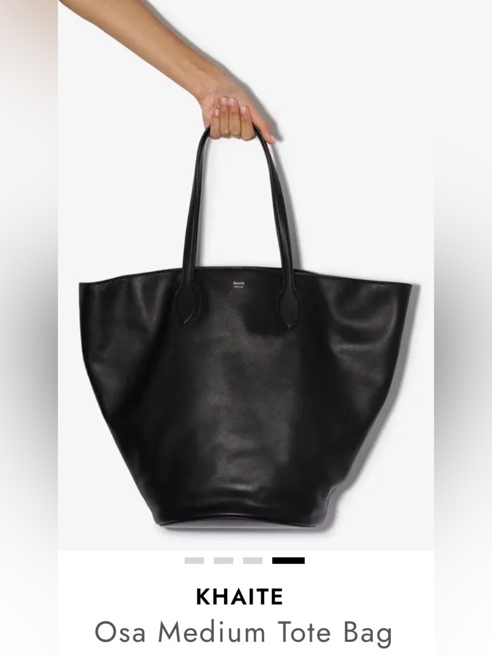 Khaite Black OSA Medium Tote Shopper Bag Calfskin Leather Designer Lux Carryall
